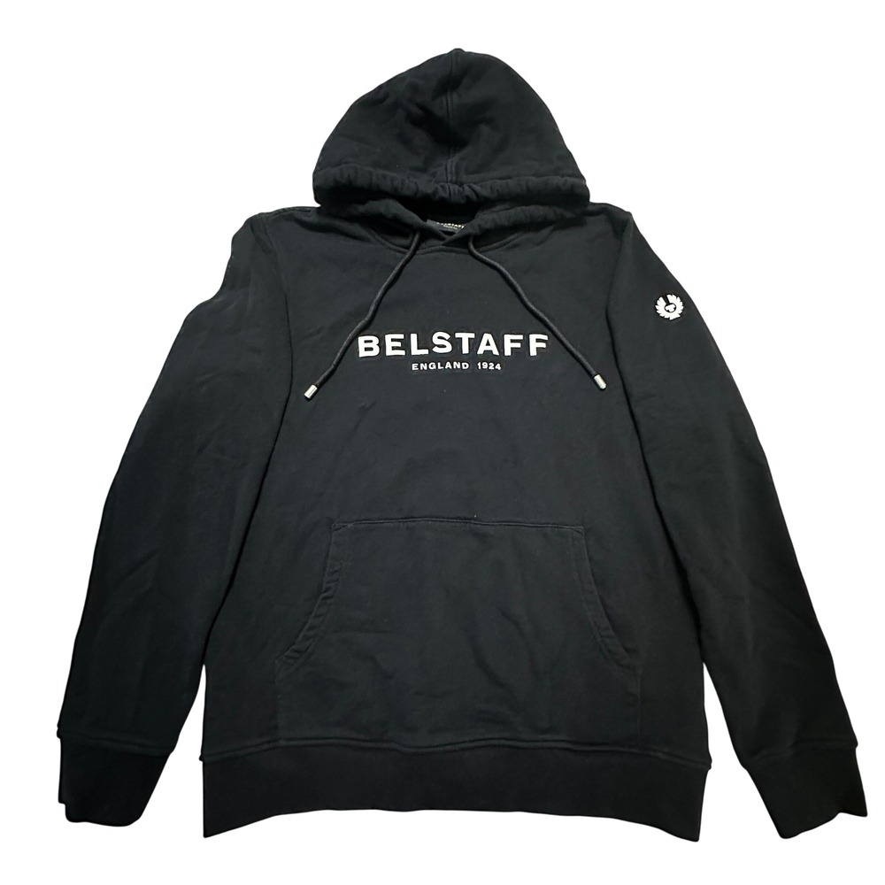 BELSTAFF 1924 Hoodie Black Mens L Pullover Phoenix Logo Luxury Streetwear Cotton - Picture 4 of 12